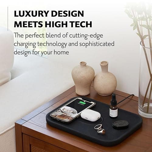 Courant MAG:3 Charger and Tray - Belgian Linen, Multi-Device Charger Compatible with MagSafe iPhones 16, 15, 14, 13, 12 or Wireless AirPod Cases (Charcoal) thumbnail 2