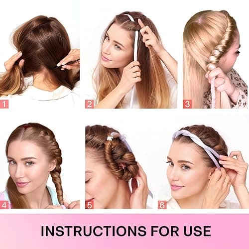 Lanzhire No Heat Overnight Curling Headband for Long and Short Hair - Thin Heatless Curlers to Sleep In (Black) thumbnail 4