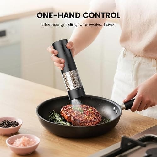 Electric Salt and Pepper Grinder Set - Rechargeable Automatic Salt and Pepper Shakers, Kitchen Appliances with External Adjustable Coarseness, Large Capacity, Housewarming Birthday Gifts for Women Men thumbnail 7