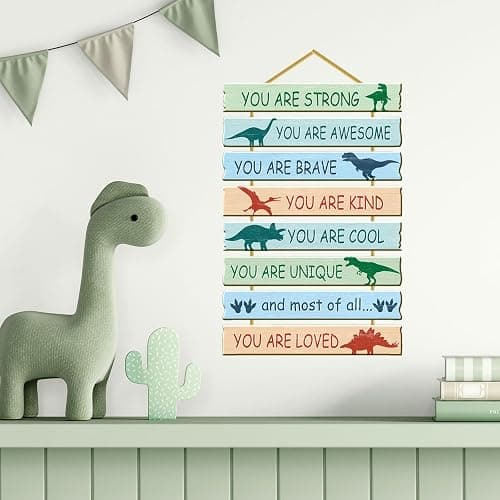 Rutiyoka Dinosaur Room Decor for Boys Bedroom Wall Dino Inspirational Art Kids Wood Decorations Little Boy Nursery Toddler Sign thumbnail 5