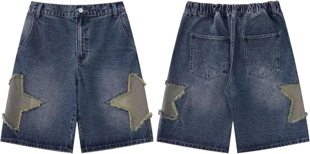 Gecagal Unisex Denim Shorts Baggy Jorts Y2K Streetwear Fashion Jorts Casual Loose Grunge Harajuku Jeans Shorts thumbnail 6