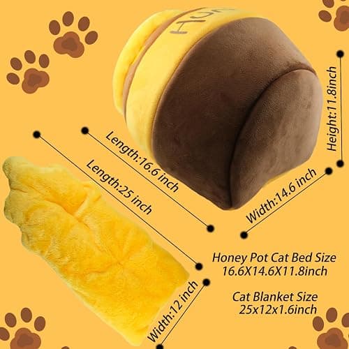 Honey Pot Cat Cave Bed, Soft and Thick Rebound Sponge Pet Nest with Removable & Washable Cushion, Cute Cartoon Design for Small Cats and Breeds thumbnail 6