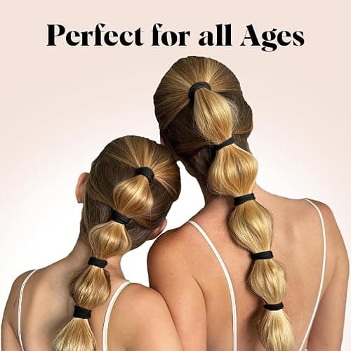 Kitsch Black Hair Ties No Damage - Strong, Stretchy Hair Bands | Soft Nylon Ponytail Holders, Snag-Free Rubber Bands, Perfect for Updos & Braids | Ideal Gifts for Women - Black, 20pcs thumbnail 5