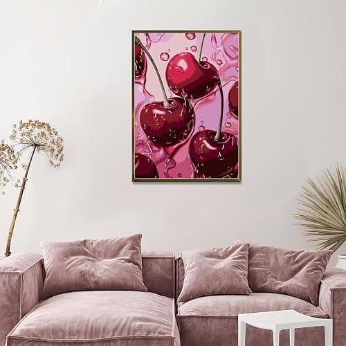 AIBOERL Square Drill Cherry Diamond Art Kits for Adults,Cherry 5D Diamond Painting Kits for Adults Beginners,DIY Square Diamond Dot Painting Gem Art Kits for Adult, Home Wall Decor 12x16Inch thumbnail 4