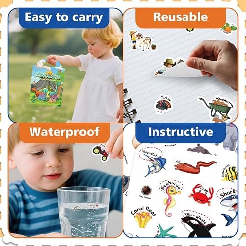 CREATIVETREES 6 Sets Reusable Sticker Book for Toddlers 3-6, Jelly Sticker Books for Toddler, Travel Sticker Activity Toys for Kids 3 4 5 6 Years Old Girls & Boys thumbnail 4