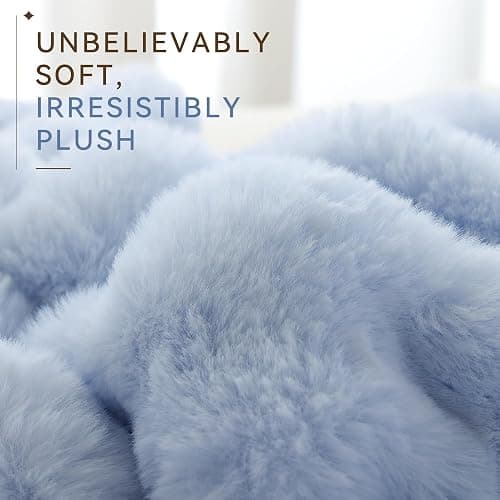 Smoofy Faux Fur Throw Blanket for Couch - Light Blue Super Soft Cozy Bubble Blanket, Fluffy Plush Fuzzy Throw for Sofa & Bed, Thick Lightweight Warm Blanket, Luxury Aesthetic Gift for Women 60"x80" thumbnail 4