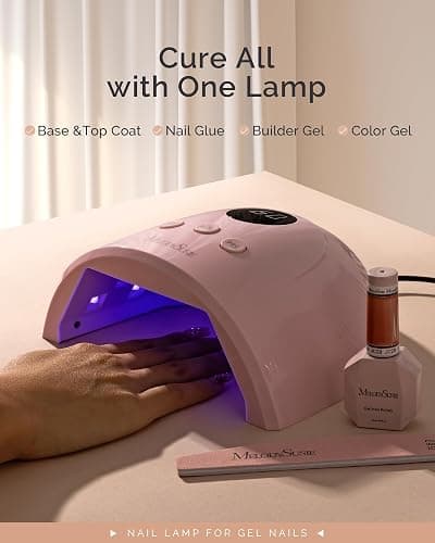 MelodySusie Compact Advanced UV LED Nail Lamp, P-Plus30F Nail Dryer with 3 Timers & Smart Sensor Cures All Gels, Especially Rhinestone Glue, Solid & Liner Gel Polishes for Advanced DIY at Home Pink thumbnail 2