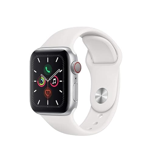 Apple Watch Series 5 (GPS + Cellular, 40MM) - Silver Aluminum Case with White Sport Band (Renewed) - Image 1