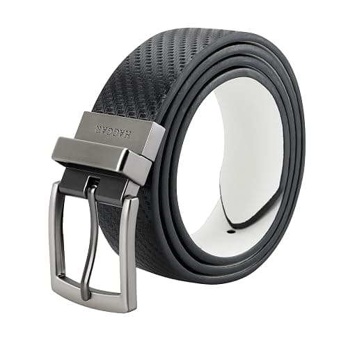 Haggar mens 2-in-1 Reversible Leather Belt for Dress Pants, Jeans, Khakis - Classic, Textured, Casual, Sport - Image 1