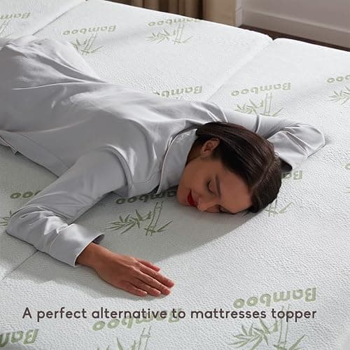 SINWEEK Memory Foam Folding Mattress with Storage Bag, 4 Inch Foldable Mattress Trifold Mattress Topper, Floor Mattress Guest Bed with Cooling Cover & Waterproof Lining thumbnail 9