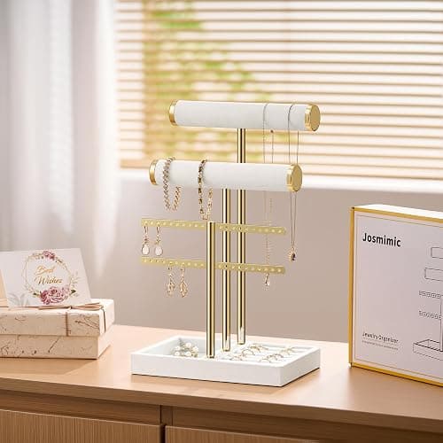 Josmimic Bracelet Holder Jewelry Organizer Display - 3 Tier T Bar Velvet Stand, Black Jewelry Storage for Bracelet, Necklaces, Earrings, Rings, Watches thumbnail 6