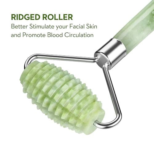 kimkoo Jade Roller and Gua Sha for Face-3 in 1 Kit with Facial Massager Tool,100% Real Natural Jade Stone Anti Aging,Face Beauty Set for Eye Anti-Wrinkle thumbnail 5