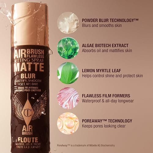 Charlotte Tilbury Airbrush Flawless Matte Setting Spray – Ulta-Fine Mist to Prime & Set Makeup Up to 16Hr – Oil and Shine Control with Blurring Matte Finish, Humidity & Waterproof thumbnail 6
