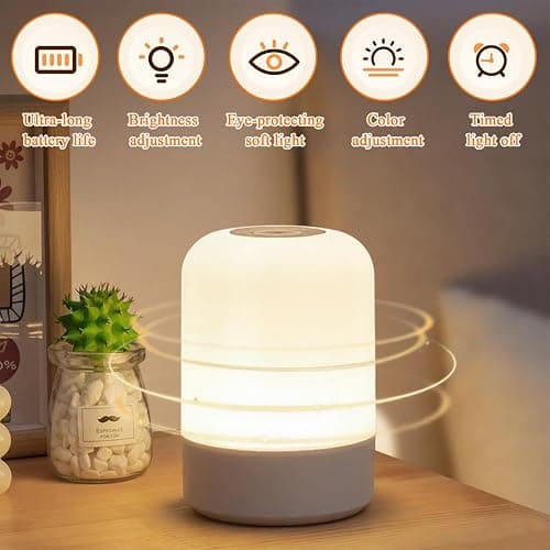 Ormromra Baby Night Light, Kids Night Light, LED Touch Rechargeable Lamp with Dimmable Warm White Light & RGB Color Changing, 4800mwh Small Night Lights for Kids, Bedroom, Living Room, Camping thumbnail 2