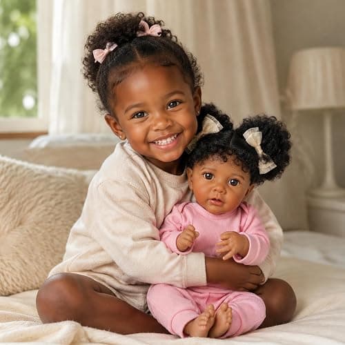 WOOROY Reborn Baby Dolls Girl Black African American - 20 Inch Realistic Newborn Baby Doll in Pink Outfit, Soft Cloth Body with Full Accessories, Gift for Kids Aged 3+ thumbnail 5