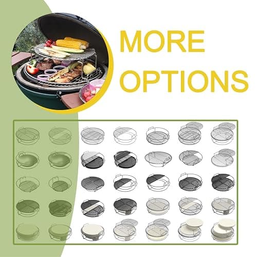 KAMaster 3 Tier 5 Piece BBQ Replacement Kit for Large Big Green Color Egg,Stainless Steel Grill Stack Rack with Removable Cooking System,BBQ Grill Basket Grill Expander Rack Ultimate Set Fit L BGE thumbnail 6