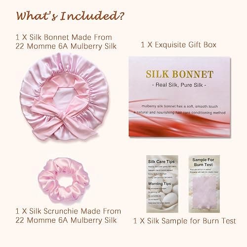 choshion 100% Mulberry Silk Bonnet for Sleeping Women,Pure Real Silk Bonnet | Hair Bonnets with Tie + Scrunchie, Large Cute Adjustable Double Layer, Anti-frizz Sleep Cap for Curly Hair Braids Long Hair thumbnail 6