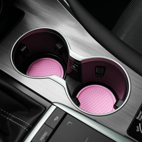 SINGARO Car Cup Coaster, 4PCS Universal Non-Slip Cup Holders Embedded in Ornaments Coaster, Car Interior Accessories, Pink thumbnail 4