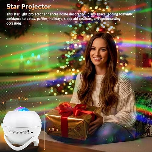 Star Projector Galaxy Projector for Bedroom, White Noise Bluetooth Speaker Northern Lights Projector, Suitable Gaming, Home Theater, Adult, Christmas Mood Night Light thumbnail 7