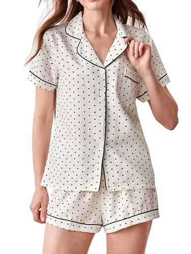 Verdusa Pajamas For Women Set 2 Piece Summer Pajama Sets Cute Pjs Lounge Matching Button Shirt with Shorts thumbnail 5