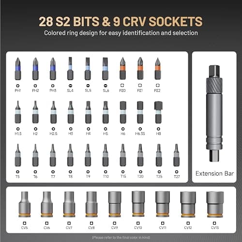 ATuMan 40 in 1 Ratchet Screwdriver Set with Detachable Handle, 180° Ratchet Head, 45-Tooth Mechanism, Magnetic Tool Kit with Case for Computer, Electronics Repair, Ideal for Home, DIY, and Maintenance thumbnail 7