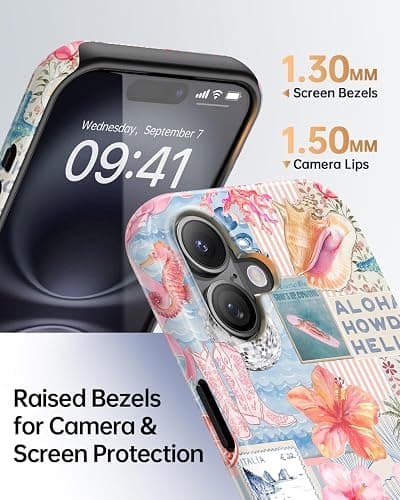 TAMUEL for iPhone 16 Case, Cute Aesthetic Beach Ocean Seashell Collage Summer Phone Case, Compatible with Magsafe, Trendy Coastal Magnetic Slim Shockproof Protective Women Girl Men Cover thumbnail 5
