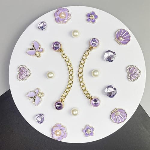 20pcs Bling Gems Plastic Butterfly Flower Sparkling Rhinestones Pearl DIY Shoe Decoration Charms for Women's Party Favor thumbnail 2