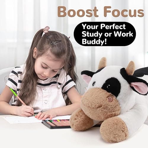 gnomantic Cow Weighted Stuffed Animals - 22 Inch 4.5 Pounds Weighted Plushies Cow Stuffed Animals - Big Plush Pillow - Cute Plush Toys Gifts for Kids & Adults (22" 4.5 lbs) thumbnail 7