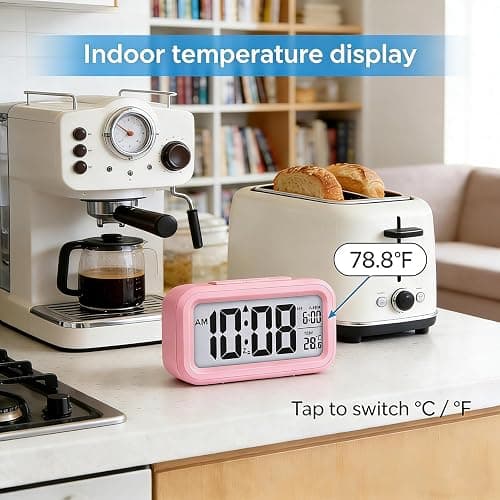 Lesipee Digital Alarm Clock for Bedroom, Desk Clock Battery Operated, Digital Clock with Extra Loud Alarm, Temperature, Auto-Dim and 12/24H Display Snooze Function for Heavy Sleepers Gifts for Kids thumbnail 6