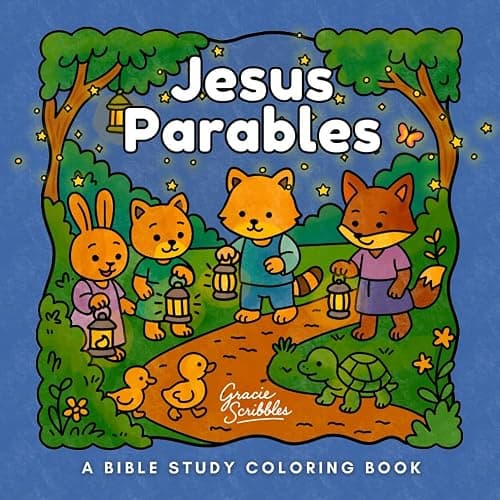 Jesus Parables: A Bible Study Coloring Book for Youth and Young Adults—40 Relatable Bible Story Lessons from the Teachings of Jesus with Simple ... Questions, & Cute Animal Scenes to Color - Image 1