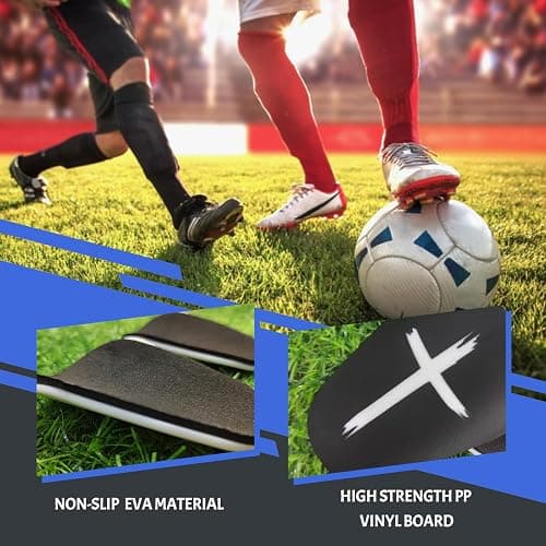 Mini Soccer Shin Guards, 2 Pairs - Extra Small, Fixed Straps, Calf Protection thumbnail 2