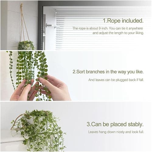 PENGYEE 3 Packs 37" Fake Hanging Plants with White Pots for Wall Decor | Artificial Mandala Vine, Indoor/Outdoor Use, for Home Bathroom Bedroom Office Decor, Easy to Clean, Lifelike Appearance thumbnail 5