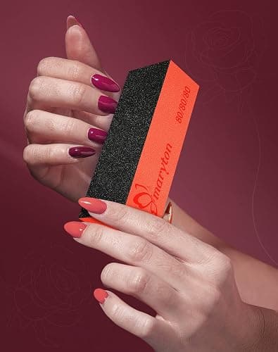 Maryton Nail Buffer Sanding Blocks, 80/80 Grit for Acrylic Nails, 10PCS | Professional Buffing Blocks, Salon Grade, Manicure Tools Kit, Black Orange thumbnail 6
