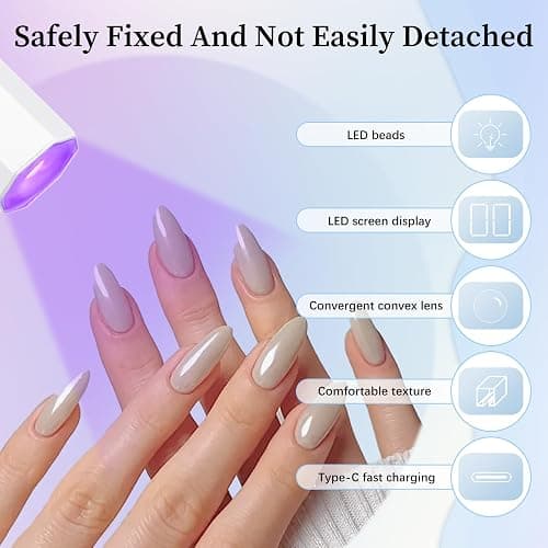 Mini UV Lamps for Gel Nails with LED Screen 3W Nail Lamp Handheld 180mAh USB Rechargeable Quick Drying 20s 60s Timer Portable Valentine Mothering Sunday Gift for Women Nail Stickers DIY Home Travel thumbnail 3