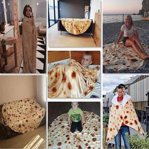 Burritos Tortilla Blanket, Double Sided Realistic Super Soft Taco Food Yellow Blanket Soft Flannel Taco Blanket for Bed Couch Travel Picnic and Beach thumbnail 5