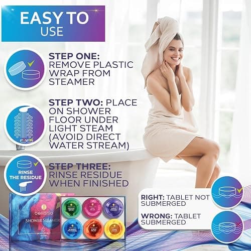Aromatherapy Shower Steamers Gift Set, Six Fizzies - Uplifting, Relaxing, Stress Relief Scents for Women and Men - Self Care Home Spa Experience - Christmas Day Stocking Stuffers and Relaxation Gifts thumbnail 6