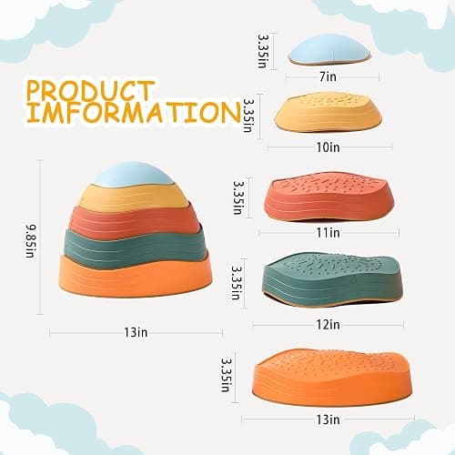 LoomLark Balance Stepping Stones for Kids 5pcs Non-Slip River Stones Obstacle Course Play Indoor and Outdoor Coordination Game Sensory Toys Toddler Ages 3 4 5 6 7 8+ thumbnail 2