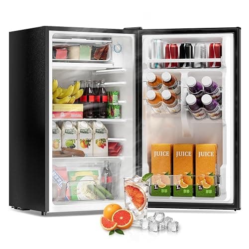 Frostorm 3.2 Cu Ft Mini Fridge with Freezer, Single Door Upright Freezer | Energy Efficient, Large Capacity, Reversible Door, ETL Certified, Small Refrigerator for Bedroom, Office & Dorm, Black - Image 1