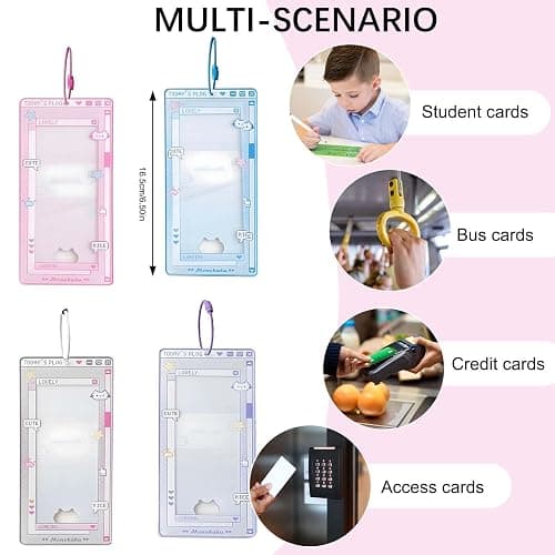 Photocard Holder Keychain - Clear Acrylic Photo Display with Protective Sleeves, Creative Kpop & Kawaii Decoration for Collectibles and Travel Memories (Blue) thumbnail 5