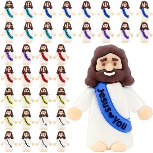 HSDJLXZ 36 Pack Little Jesus Figurines in Bulk, Mini Jesus Loves You Figures, Small Jesus Figurines, Tiny Jesus Figures for Church Christmas Party Favors Religious Easter Gifts for Egg Stuffers - Image 1