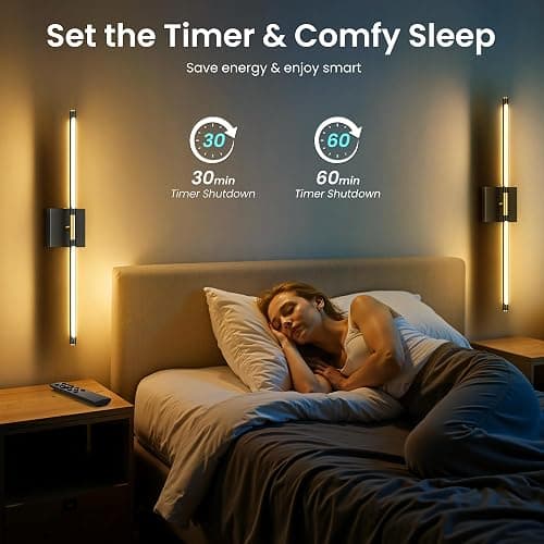 Battery Operated Wall Sconces Set of Two, 10000mAh Rechargeable Wall Lights with Remote Control, 360° Rotate Dimmable Black Gold LED Cordless Lighting for Bedroom, Living Room, Hallway, 29 Inch, 3CCT thumbnail 7