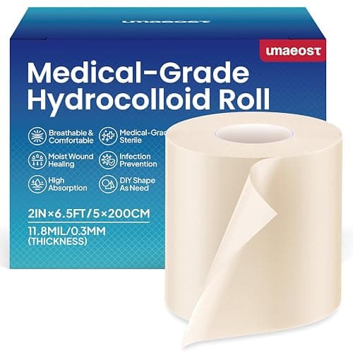 Umaeost Hydrocolloid Roll for Wound Care: 2IN*6.5FT - Waterproof Ultra Thin Self Adhesive Patch for Blisters Acne Bedsores Pressure Diabetic Ulcers - DIY Size - Image 1