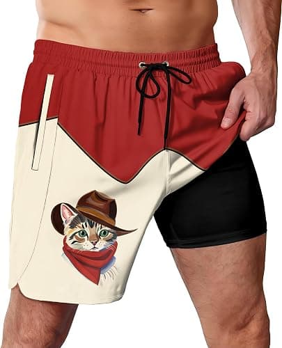 DADDYLOCO Men's Beach Shorts, Fun Elements Print, Tropical Hawaiian Style, Quick Dry Board Shorts for Summer thumbnail 2