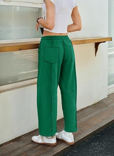 Yanekop Womens Baggy Wide Leg Pants Casual Fall Trousers Palazzo Pants Drawstring Waist Barrel Sweatpants with Pockets thumbnail 5