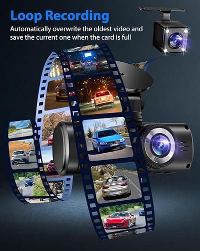 Dash Cam Front and Rear, 1080P Dash Camera for Cars, 3 Channel Car Camera Front Rear and Inside with 32GB Card, Loop Recording, Night Vision, HDR, 24Hr Parking, G-Sensor thumbnail 5