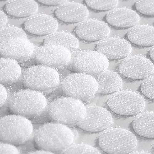 1000 Pcs | 500 Pairs | 0.59inch Diameter | 100% Nylon | Hook and Loop Fastener Self Adhesive Strong Round Circle Sticky Sticker Dots for Arts and Crafts School Classroom Home and Office Use, White thumbnail 2