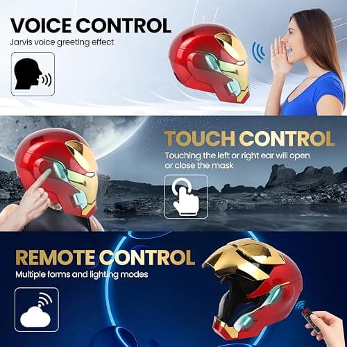 Iron-Man MK50 Electronic Cosplay Helmet, Voice，Touch Control with LED Eyes | Movable rear and ear panels ease wearing, while sound effects and remote operation add realism for display and events. thumbnail 2