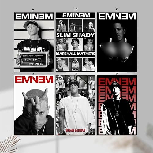 Xuseoua Eminem-Poster, Rapper-Musik, Vintage-Cover, Schwarz-Weiß, Wandkunst, Leinwandposter, Raumdekor, ästhetischer Poster, Druck, Dekorposter, 20 x 30 cm, Stil 1 thumbnail 3