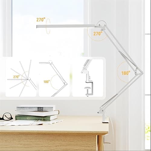 SKYLEO Led Desk Lamp - 31.5" Desk Light - 5 Color Modes X 11 Brightness Levels - Adjustable Swing Arm - Timmer & Memory Function - 12W Study Lamp - White thumbnail 4