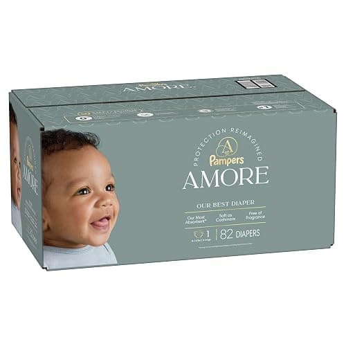 Pampers Amore, Size 1 (8-14 lbs), 82 Count, Our Best Diaper – Hypoallergenic & Fragrance Free, Up to 100% Leakproof, Soft as Cashmere thumbnail 15